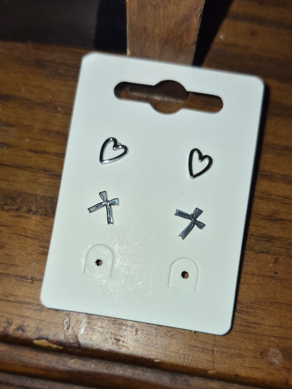 Silver Heart & Bow Coquette Earring Set - Silver Nwt